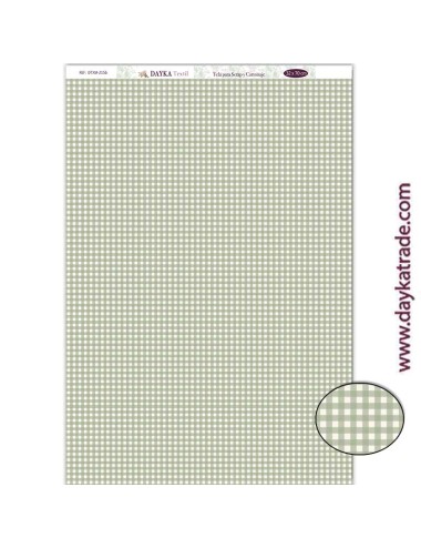 Tela para scrapbooking colección "Pide tu deseo en Navidad" fondo de cuadros vichy verdes y beige