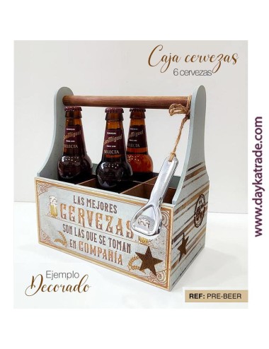 Caja de cerveza de madera con abrebotellas + tela pre-diseñada