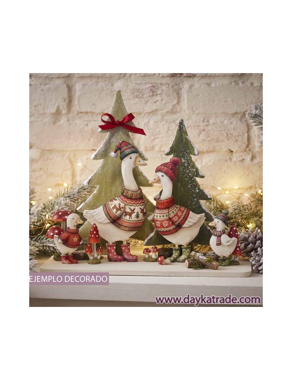Faminia de ocas para decoración navideña