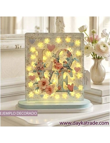 Soporte lámpara + metacrilato y luces led