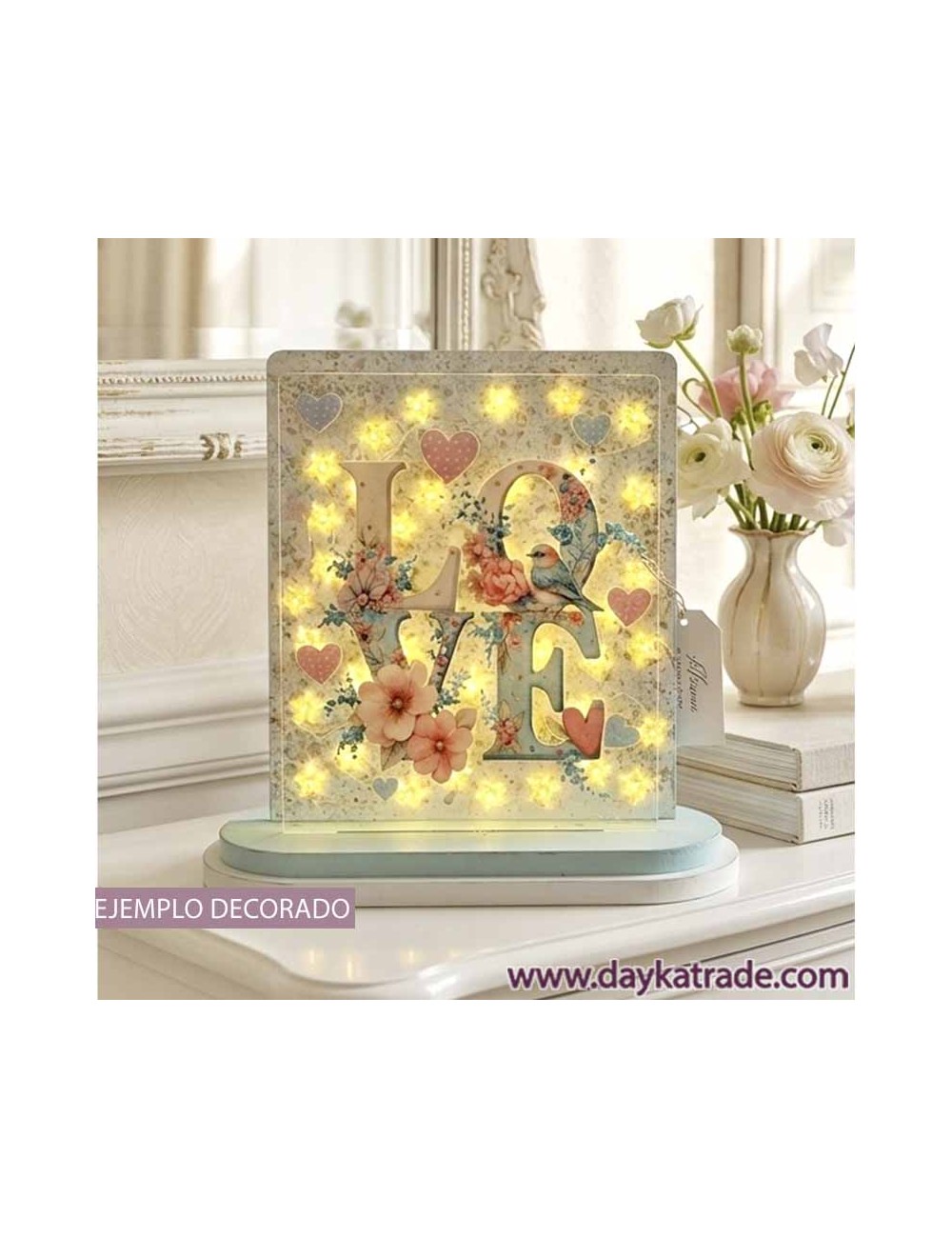Soporte lámpara + metacrilato y luces led