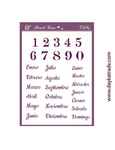 Stencil A4 números y meses dayka