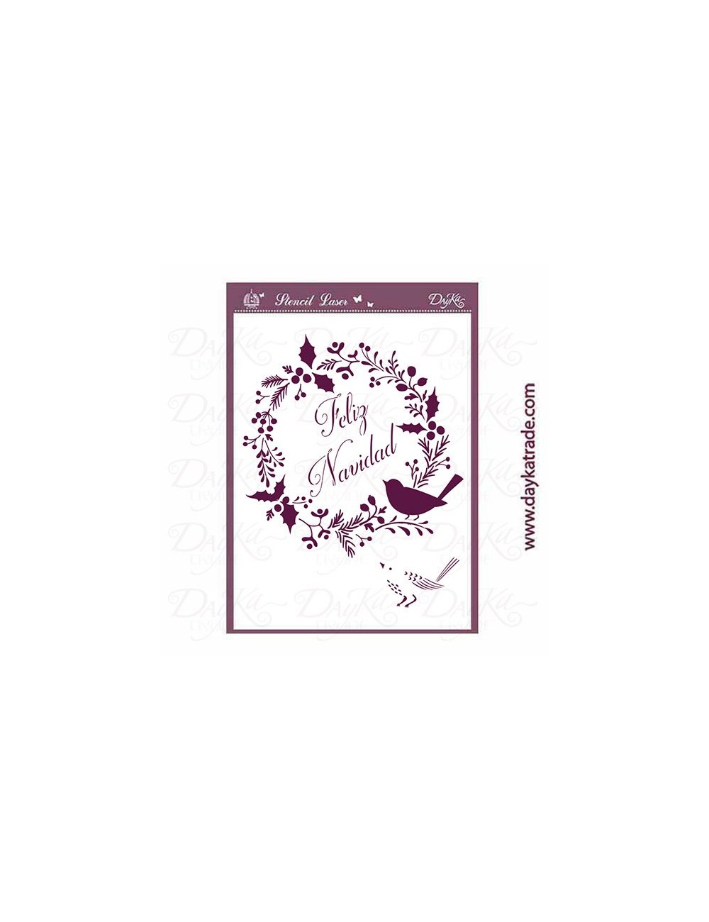 Stencil corona de flores feliz Navidad