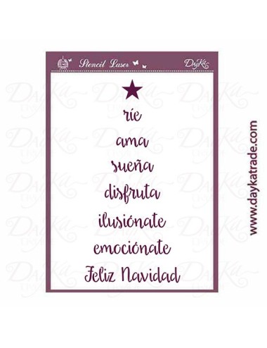 Stencil Navidad frases árbol con estrella