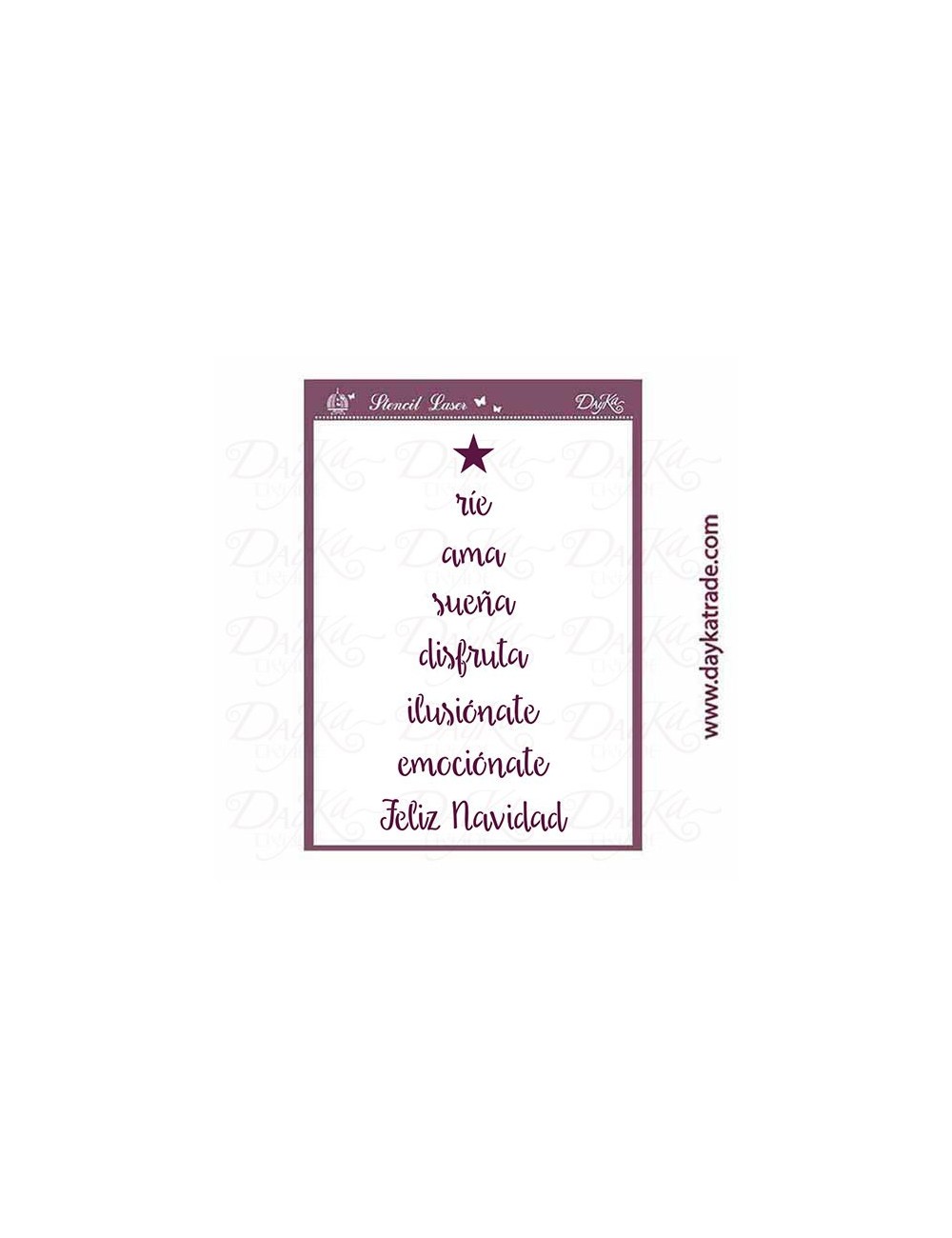 Stencil Navidad frases árbol con estrella