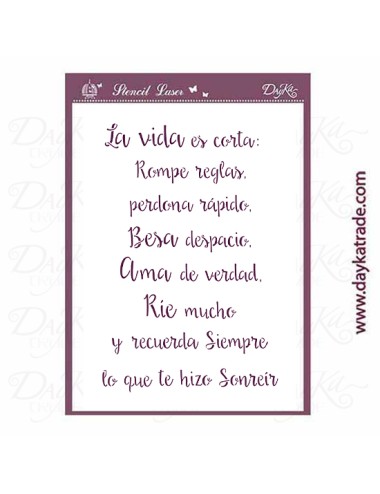 Stencil texto "la vida es corta"