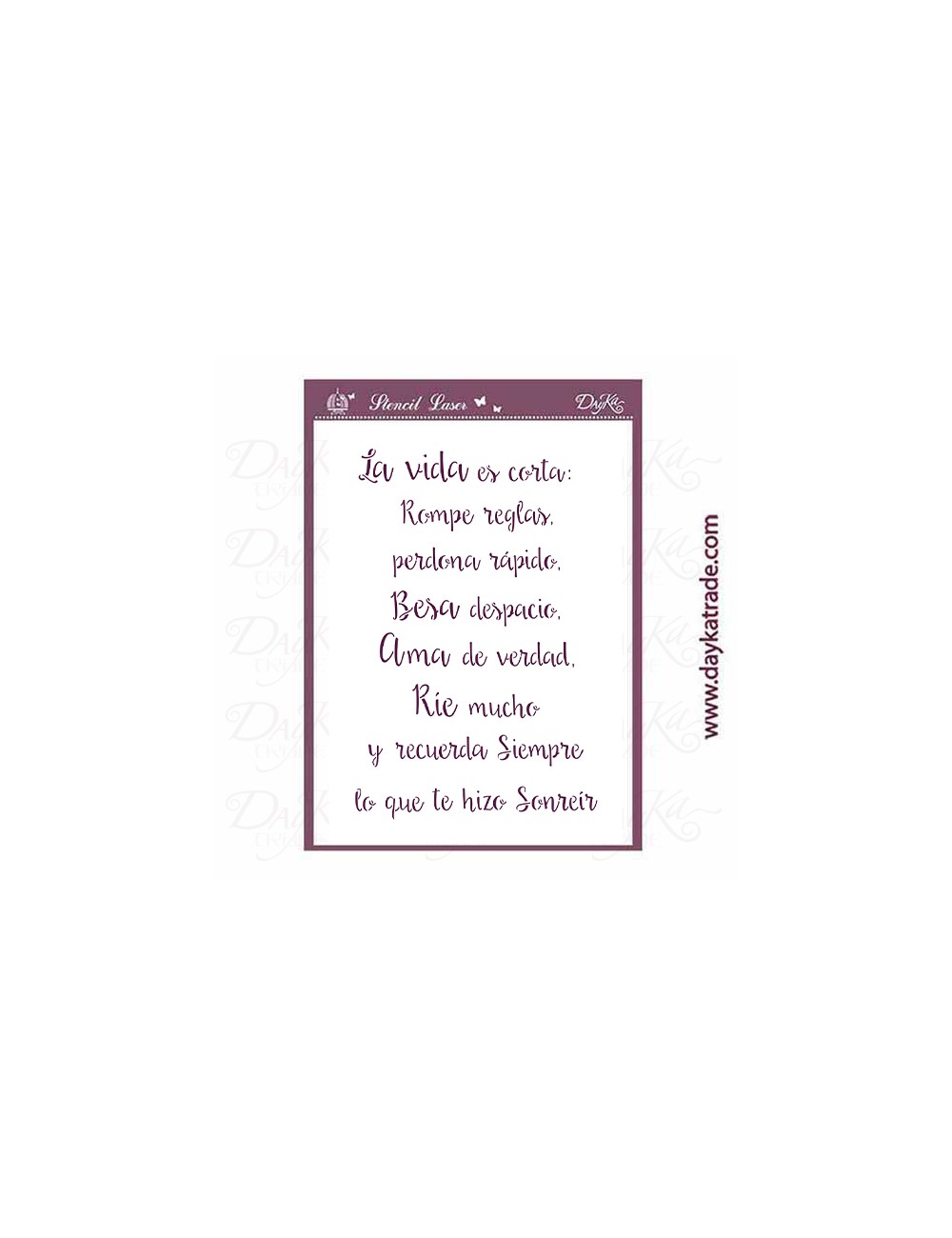 Stencil texto "la vida es corta"