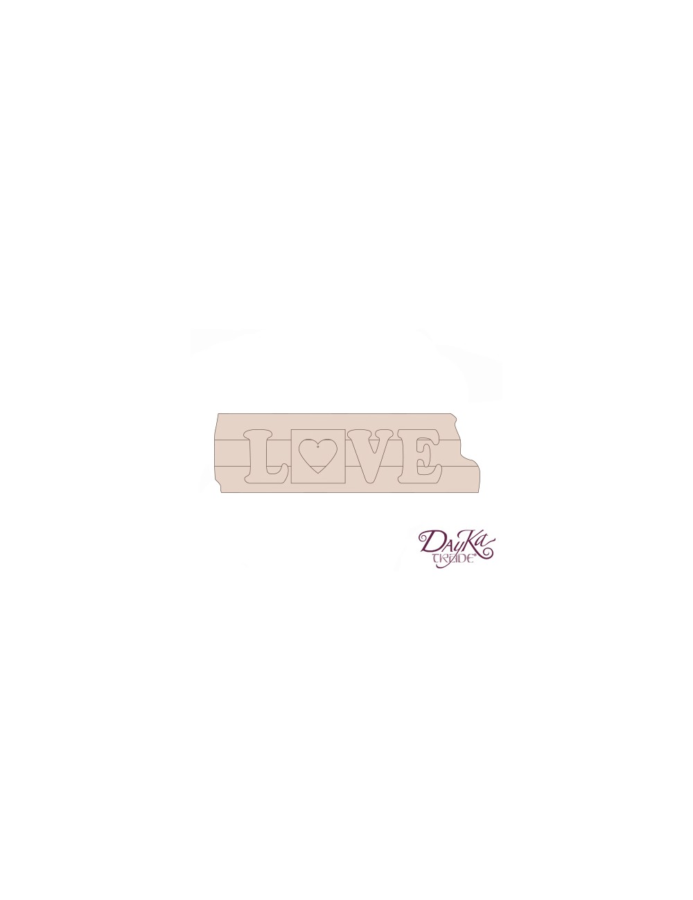 Tabla cartel love en madera de chopo