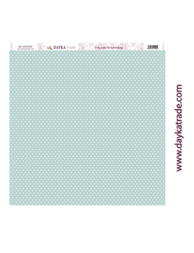 Tela para scrapbooking - aguamarina con lunares en blanco