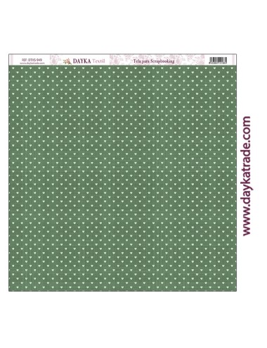 Tela para scrapbooking - corazónes fondo verde
