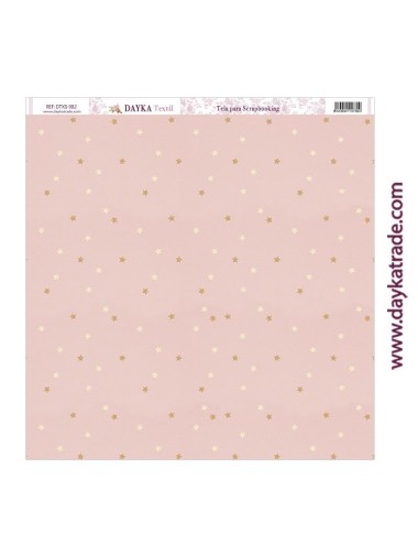 Tela para scrapbooking - estrella dorada fondo rosa