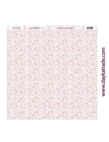 Tela para scrapbooking - flores vintage rosa
