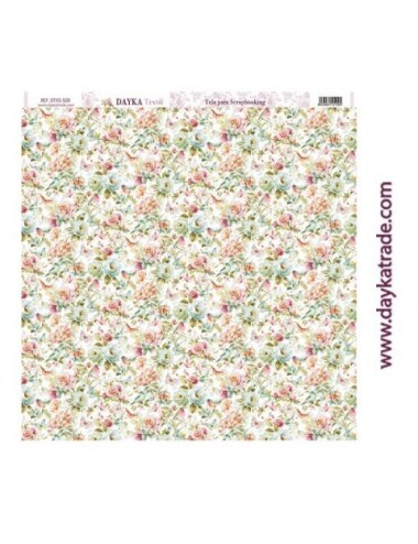 Tela para scrapbooking - flores y pájaros