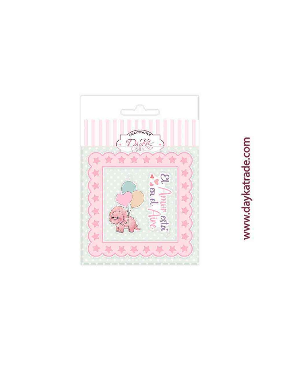 Charm de metacrilato decorativo  colección de bebé con dinosaurios "Puro Amor rosas" dayka