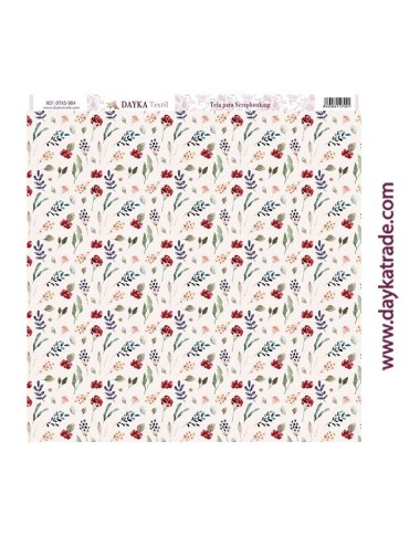 Tela para scrapbooking - flores y ramas fondo beige