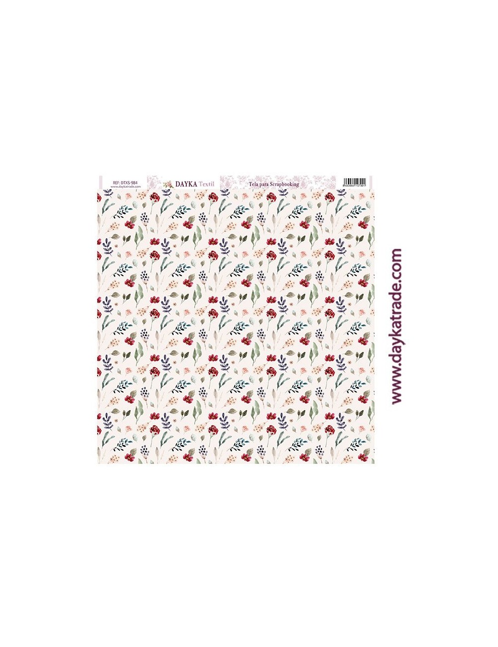 Tela para scrapbooking - flores y ramas fondo beige