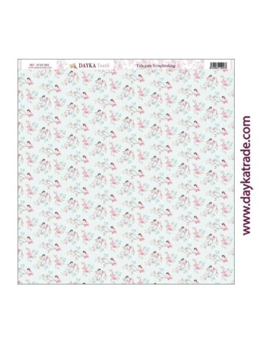 Tela para scrapbooking - fondo azul claro con pájaros.