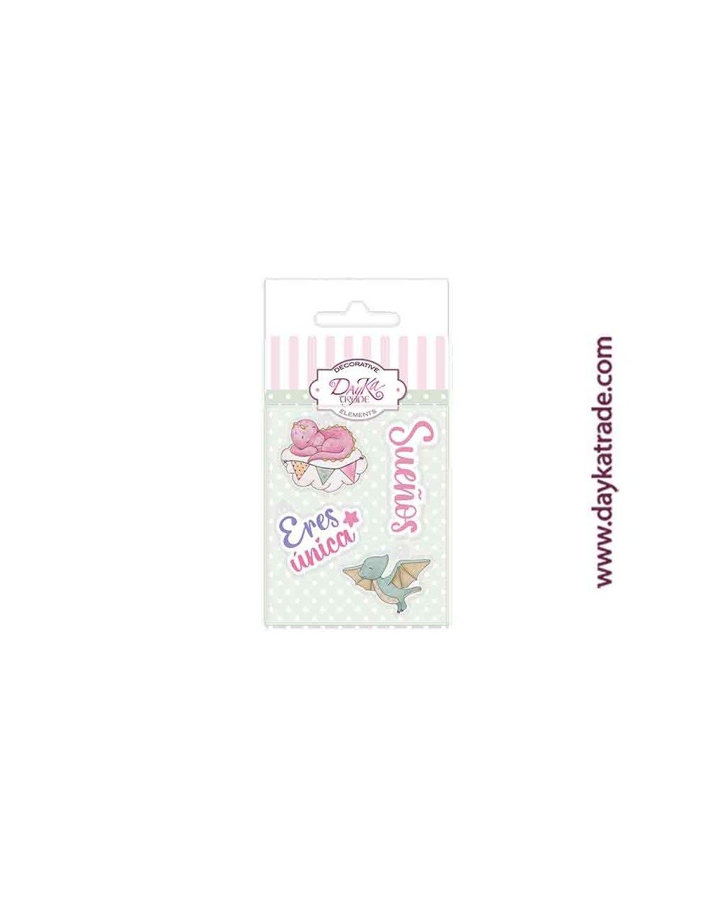 Charm de metacrilato decorativo  colección de bebé con dinosaurios "Puro Amor rosas" dayka