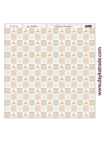 Tela para scrapbooking - fondo damas con renos y copos de nieve
