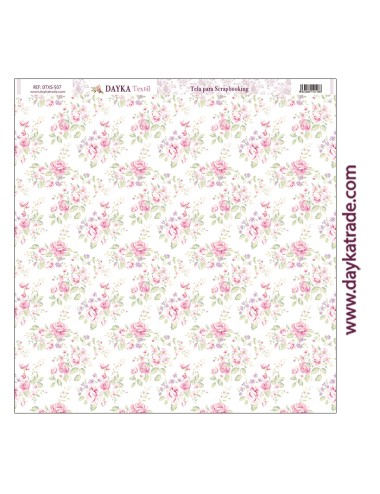 Tela para scrapbooking - fondo flores rosas y hojas verdes