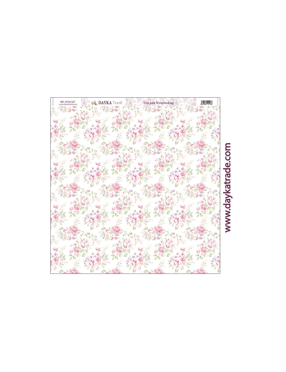 Tela para scrapbooking - fondo flores rosas y hojas verdes