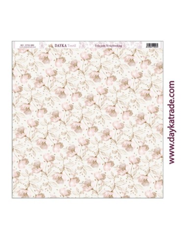 Tela para scrapbooking - fondo flores rosas, beige y marrones