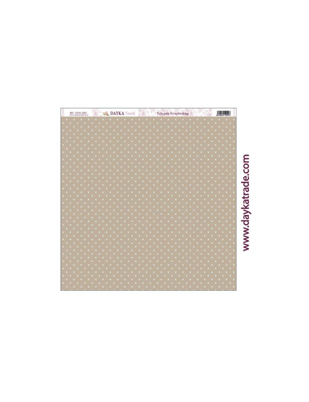 Tela para scrapbooking - fondo marrón con puntos azules