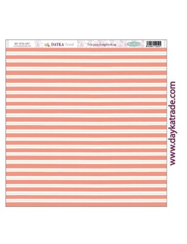Tela para scrapbooking - fondo rayas marineras color coral