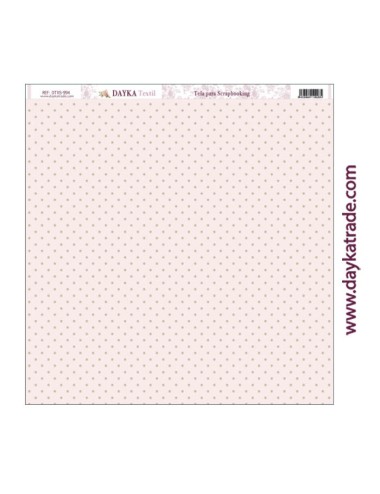 Tela para scrapbooking - fondo rosa claro y puntos marrones.