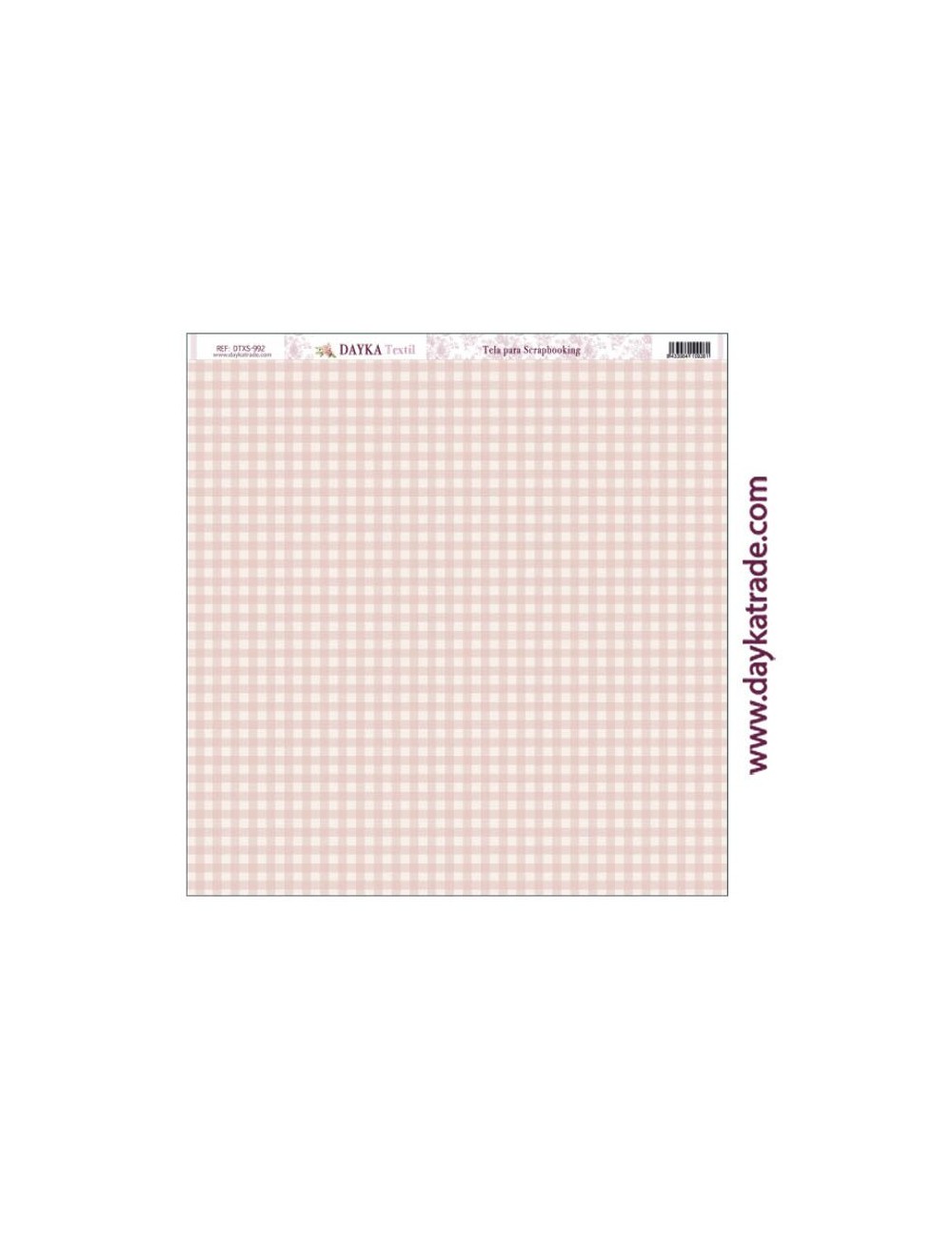 Tela para scrapbooking - fondo vichy rosa y beige