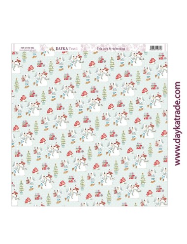 Tela para scrapbooking - muñecos de nieve