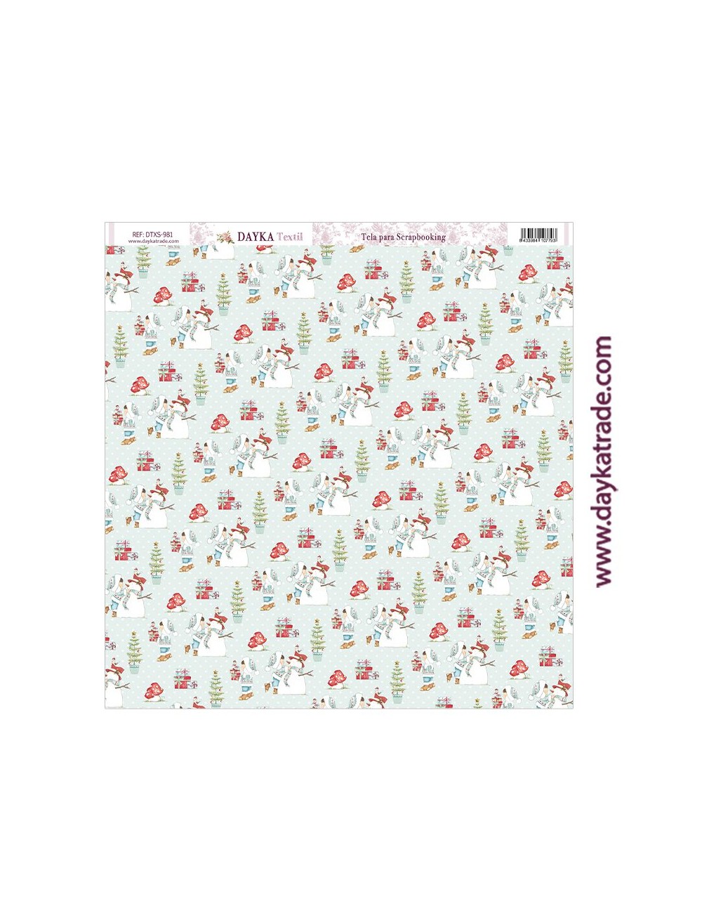 Tela para scrapbooking - muñecos de nieve