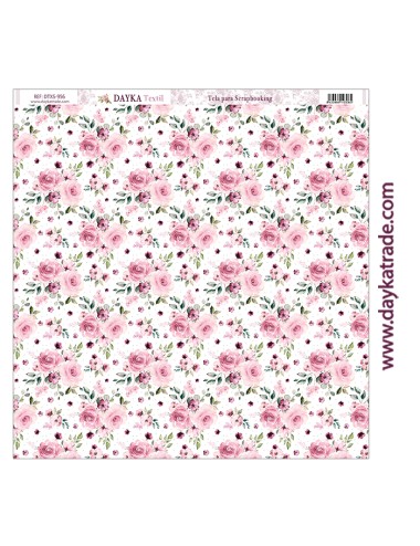 Tela para scrapbooking - rosas con fondo blanco