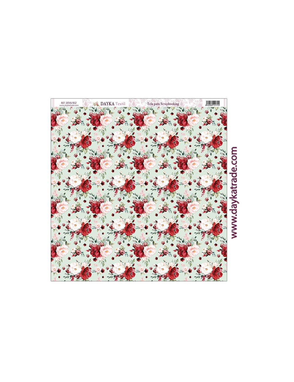 Tela para scrapbooking - rosas rojas fondo verde