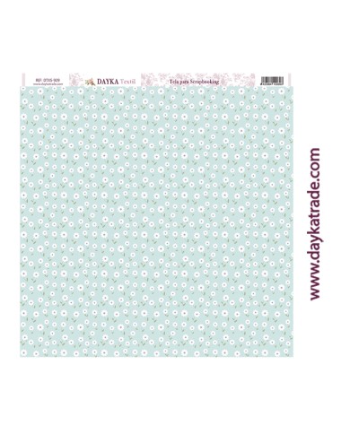 Tela para scrapbooking margaritas sobre fondo aguamarina