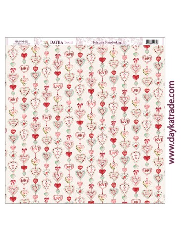 Tela para scrapbooking tira corazónes