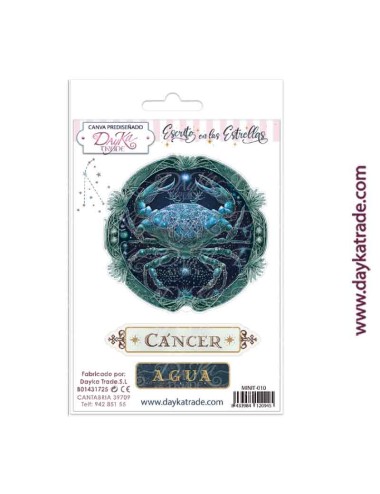 Tela para scrapbooking y cartonaje- Escrito en las estrellas "cáncer"