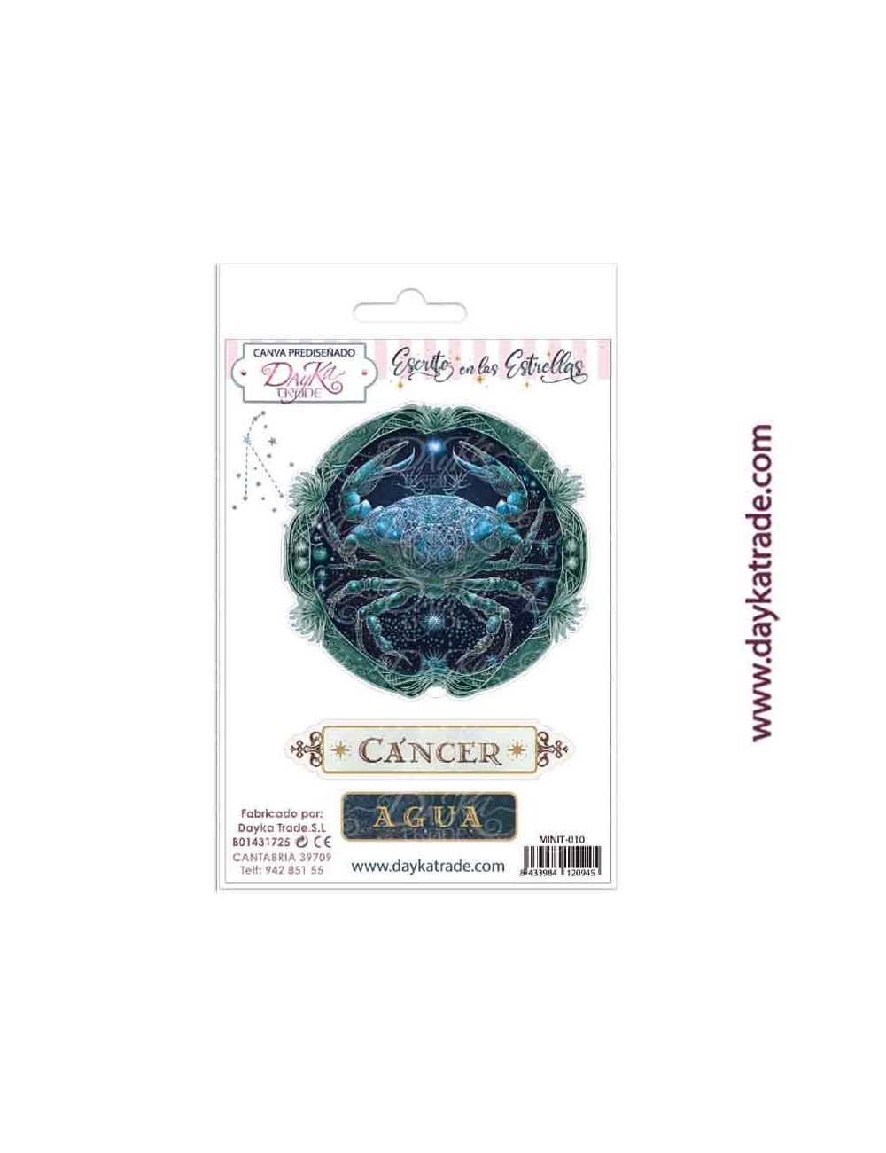Tela para scrapbooking y cartonaje- Escrito en las estrellas "cáncer"