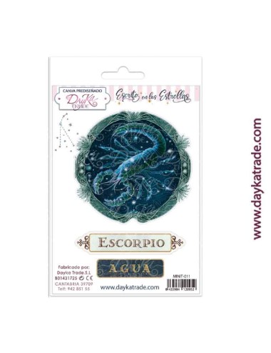 Tela para scrapbooking y cartonaje- Escrito en las estrellas "escorpio"