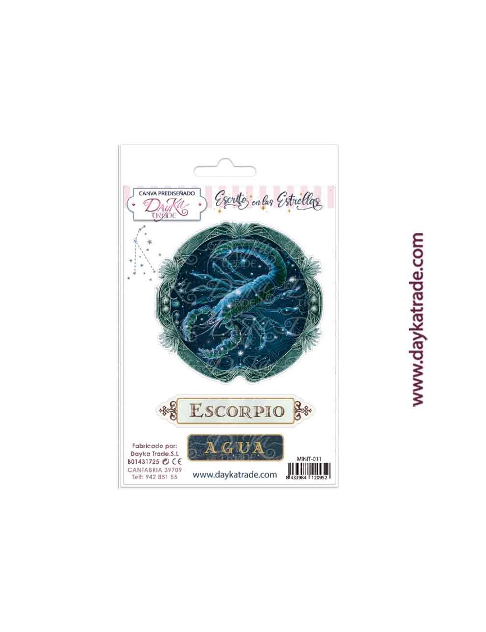 Tela para scrapbooking y cartonaje- Escrito en las estrellas "escorpio"