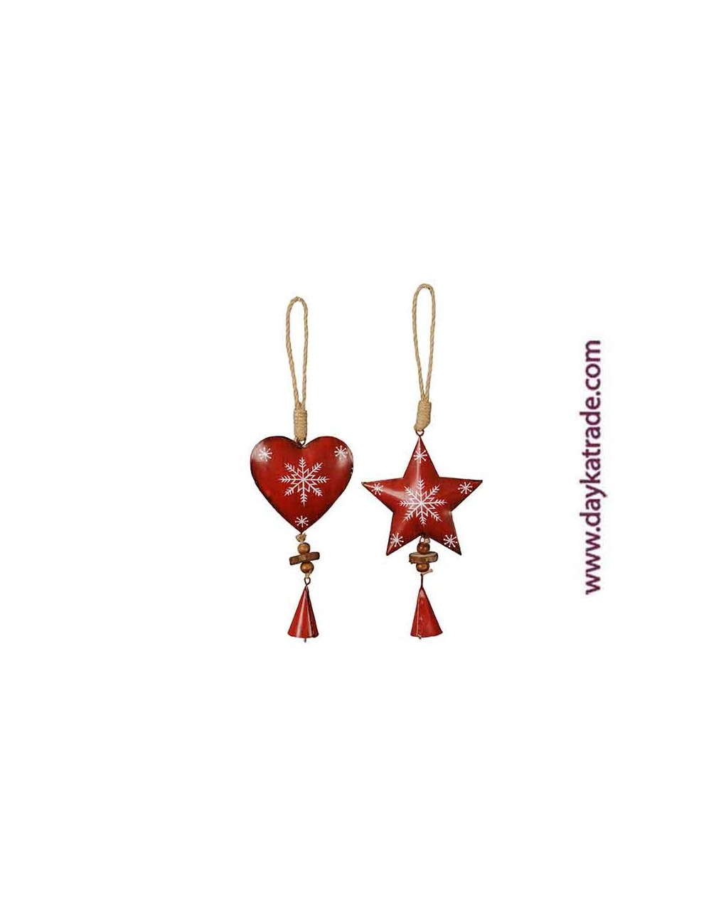 Seis parejas corazón / estrella rojo con cascabel