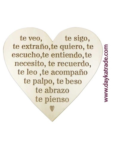 Corazón decorativo calado frase "te veo, te sigo.."