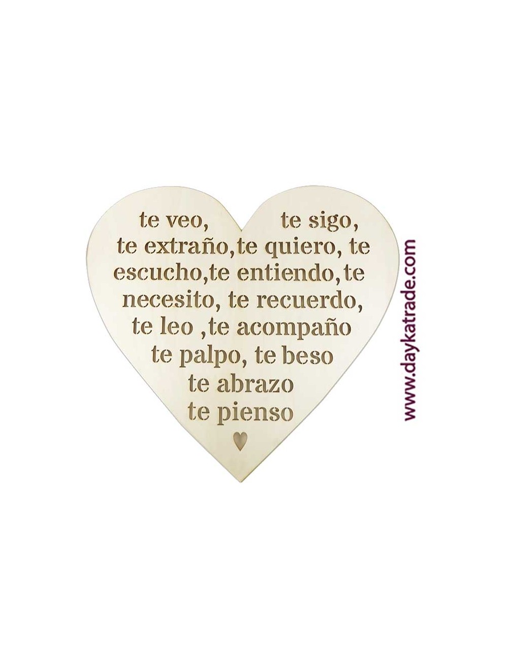 Corazón decorativo calado frase "te veo, te sigo.."