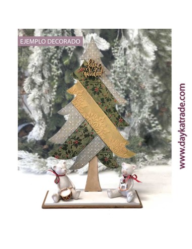 Árbol con cartel de feliz Navidad