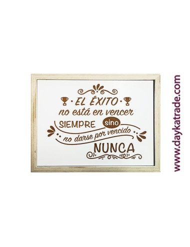 Cuadro frase "el éxito no está en vencer siempre, sino, no darse por vencido nunca"