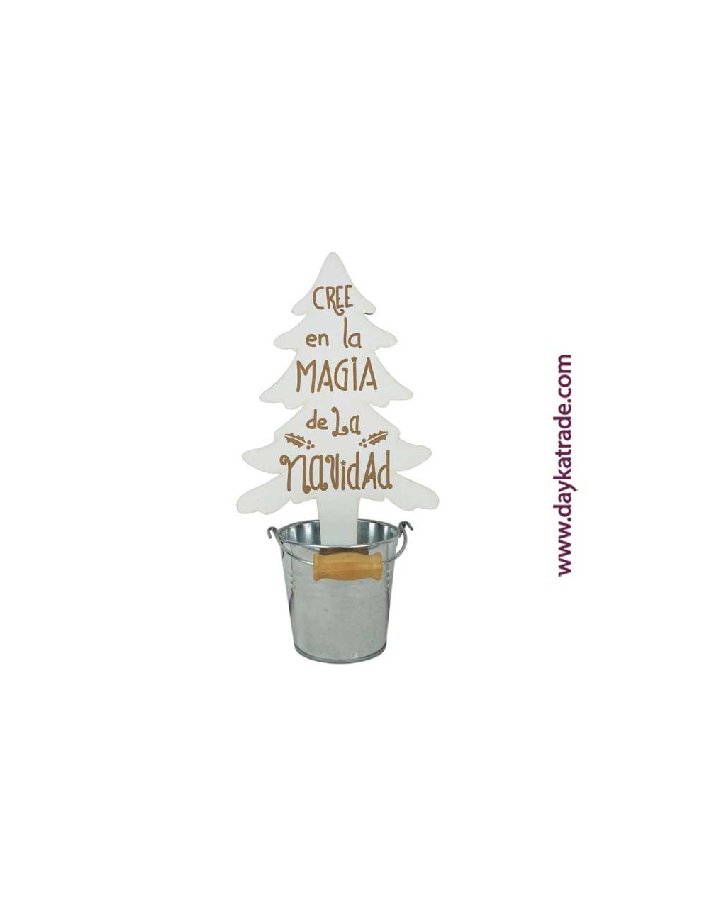 Árbol navideño+balde "cree en la magia de la Navidad"