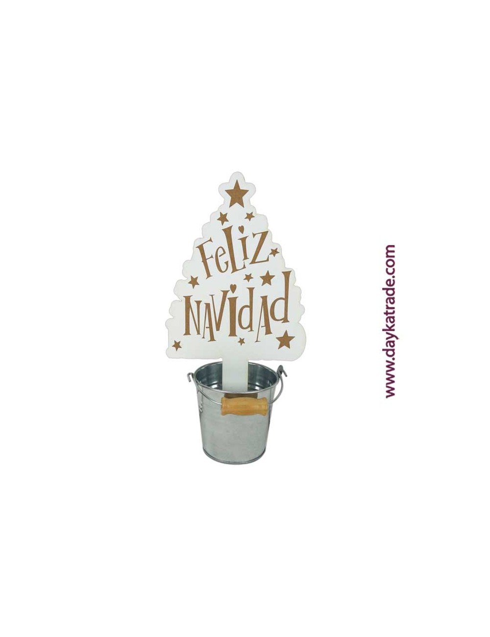 Árbol navideño+balde "feliz Navidad"