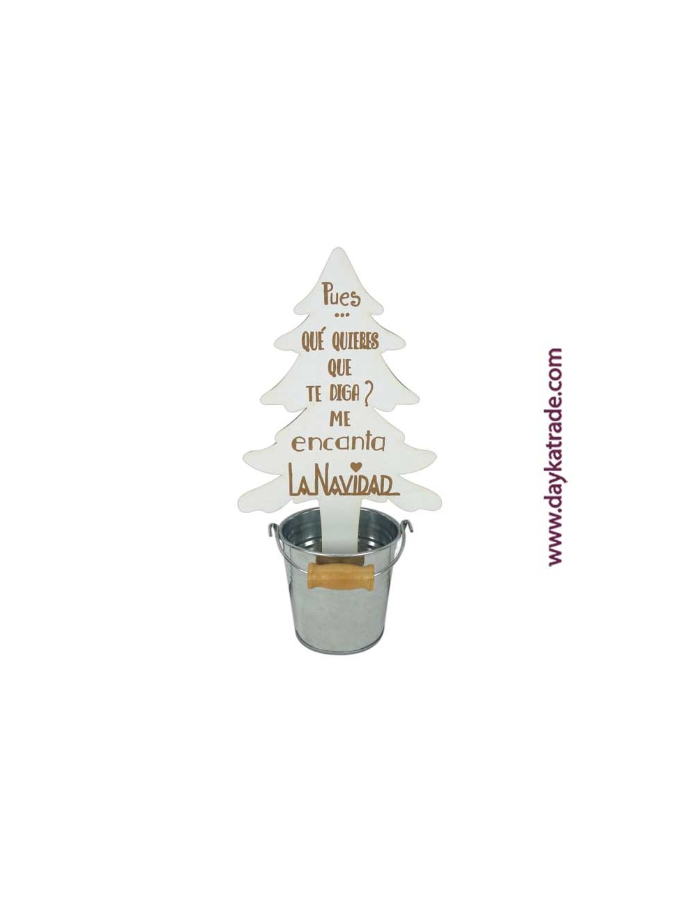 Árbol navideño+balde "me encanta la Navidad"