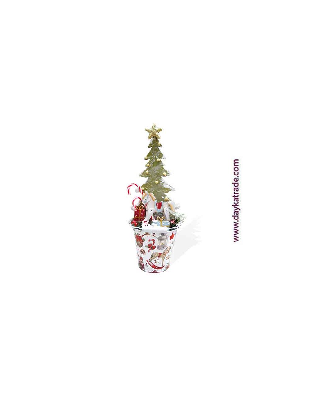 Balde con caBallito, árbol y regalos