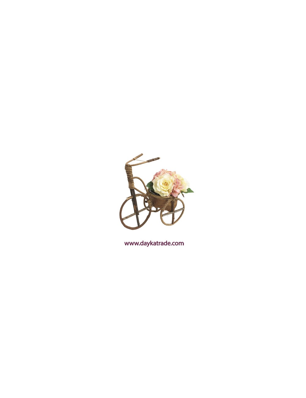 Bici de tronquitos de madera con tiesto para flores